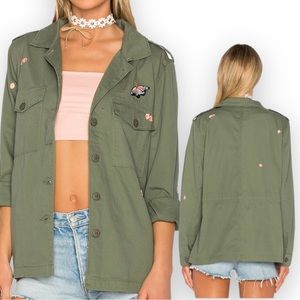 Women's Olive Green Embroidered Jacket